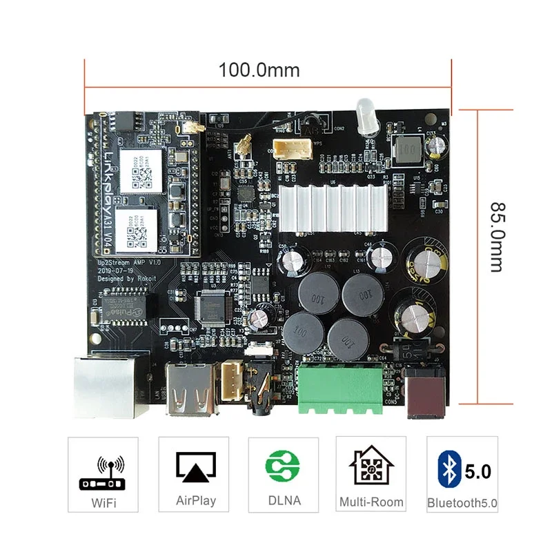 Up2stream Wi Fi и Bluetooth 5 0 Hi стерео класс D цифровой мультикомнатный аудио усилитель