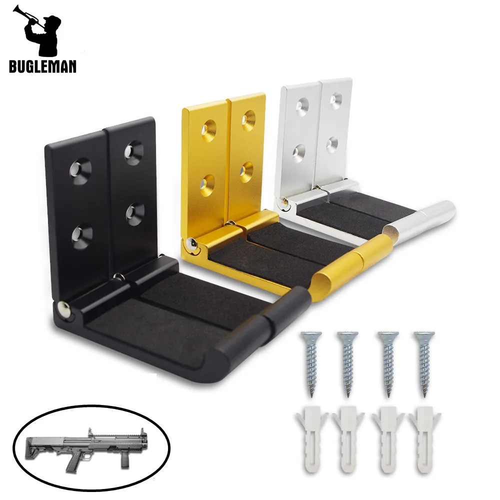 

Bugleman Tactical Gun Hooks Folding Indoor Gun Racks with Padding Shotgun Rifle Sword and Bow Wall Mount for Hunting