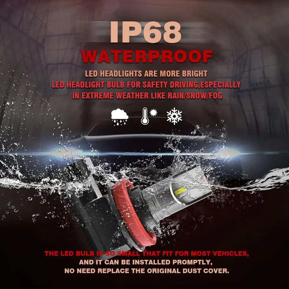 

2Pcs H11/H8 LED Headlight High or Low Beam Bulbs 110W 6000LM 6000K White for Car Modified and Repair