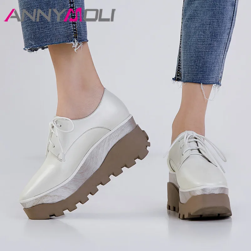 

Meotina/Женская обувь на высоком каблуке; натуральная кожа; обувь на танкетке и высоком каблуке; туфли-лодочки на шнуровке из коровьей кожи; жен...