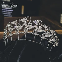 himstory fashion brides crystal tiaras crowns butterfly headpieces rhinestone wedding hair accessories evening hair jewelry
