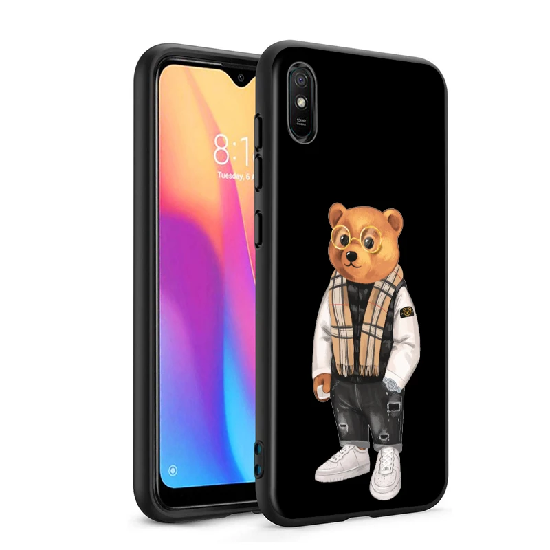 

Cute Bear cartoon for Xiaomi Redmi Note 8 7 6 5 4X 4 K20 Pro 7A 6A 6 S2 5A Plus Soft Black Phone Case