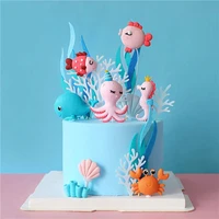 happy birthday cake topper fish animal cake toppers baby shower birthday party mermaid cake decor under the sea party supplies