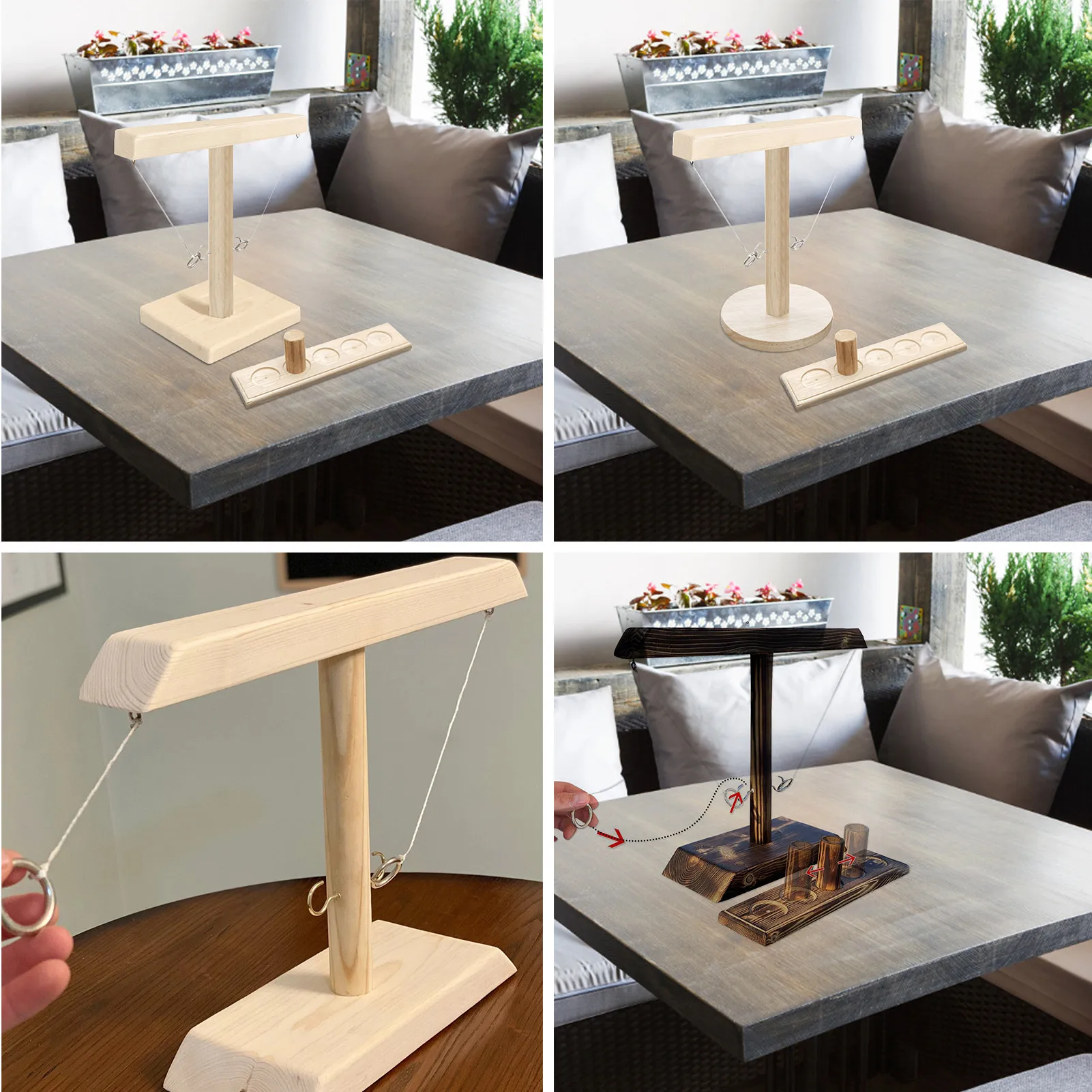 

NEW Party Toys Leisure Industrial Style Bar Drink Shop Handmade Wooden Ring Toss Hooks Fastpaced Interactive Game For amazing