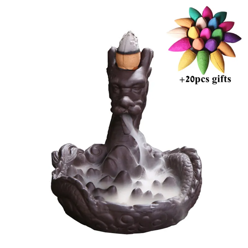 Керамическая Статуя Дракона горелка для благовоний креативный водопад