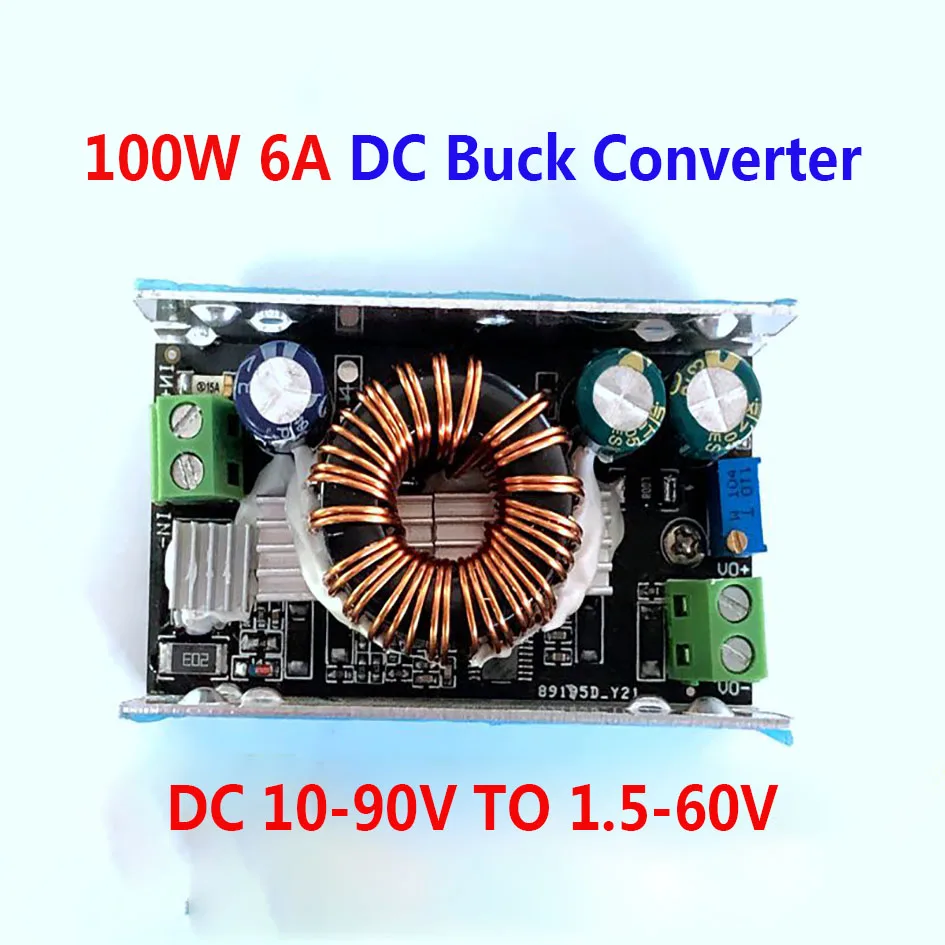 

100 Вт 6 А Стандартный понижающий преобразователь 10-90 в 12 В 24 в 36 в 48 в 60 в 72 в 86 в 1,5 В-60 в 5 в 15 в 19 в понижающее напряжение питания модуль регулятора