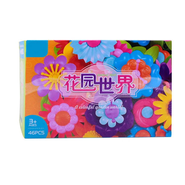

46pcs Building toys Kids Flower Interlo cking Garden Building Toy Arrangement Educational Toy DIY Pop Beads Flowers Kids Toys