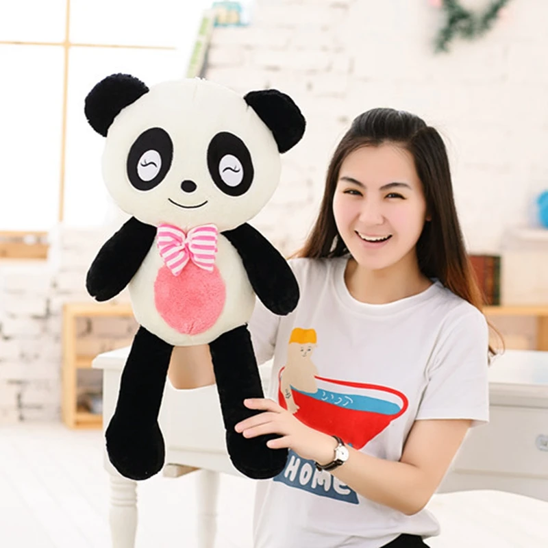

new 60cm plush cute Panda With a tie Favorite Pillow soft Baby soothing doll good quality christmas festival gift for friend