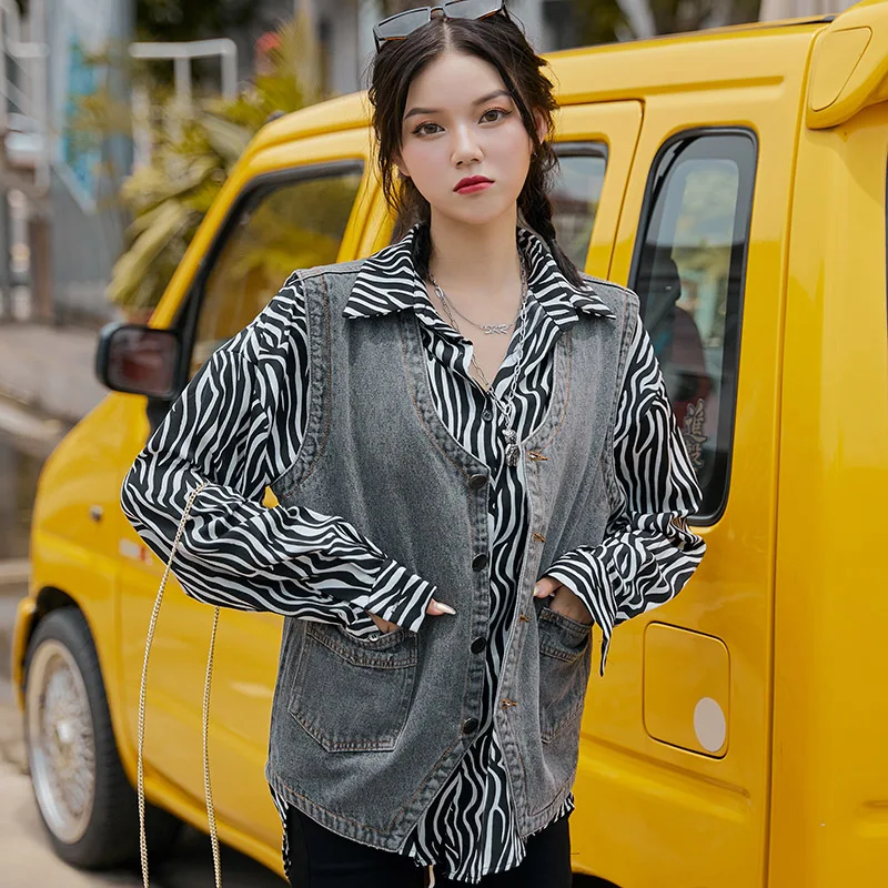 Джинсовый жилет для мужчин и женщин свободная куртка из денима пальто без