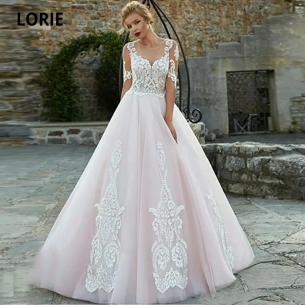 LORIE свадебное платье трапеция с коротким рукавом элегантное кружевное невесты из