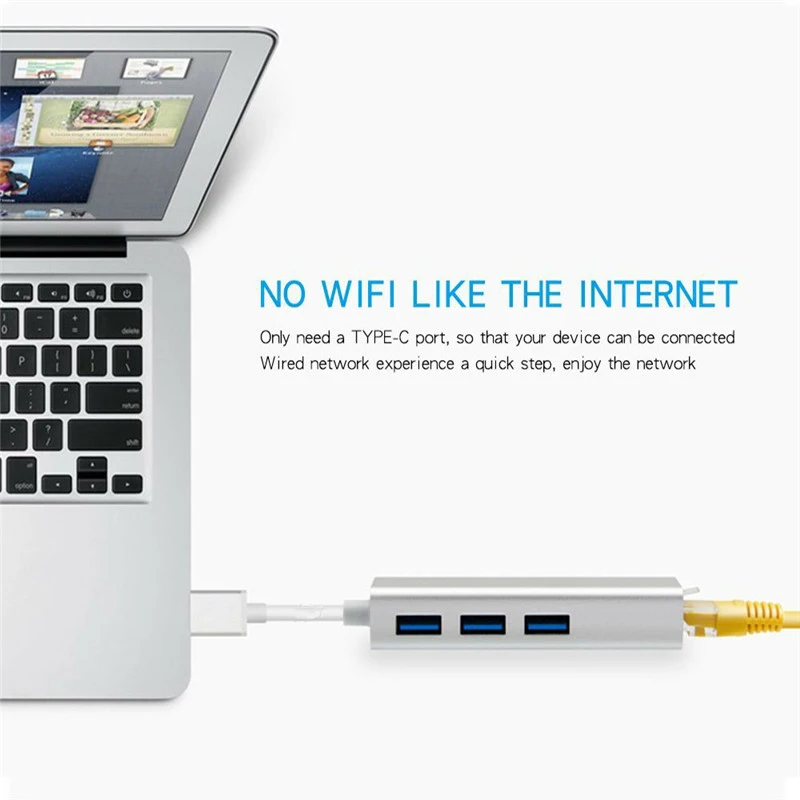 Basix Тип C Ethernet адаптер для RJ45 Lan сетевой карты проводной 10/100/1000 Мбит/с гигабитный USB