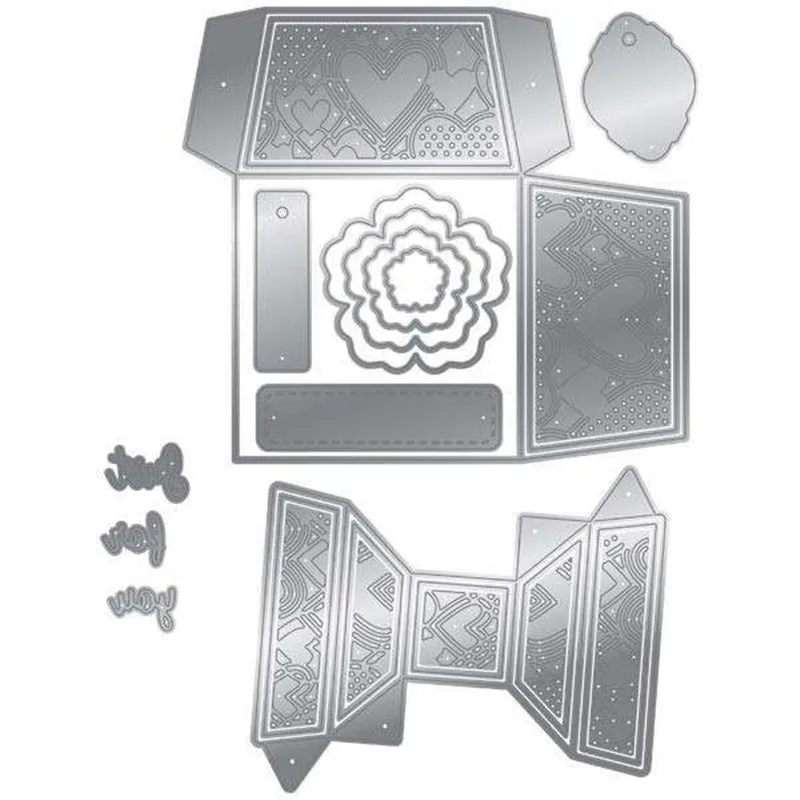 

Foldable Flowery Gift Box Metal Cutting Dies Foldable Banquet Gift Box Die Cuts For Card Making DIY 2019 Embossed Crafts Cards