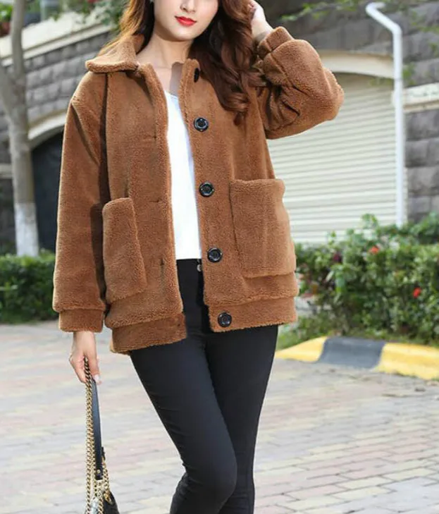 

Fall Loose Women's Polar Fleece Short Loose Ladies Lamb Fur Coat Sacos De Mujer De Vestir Abrigo