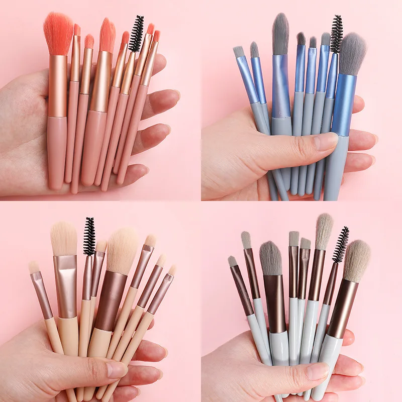 

8pcs/set Mini Portable Powder Brush Kit Face Eye Shadow Lips Blending Brush Makeup Tools Makeup Brushes Set