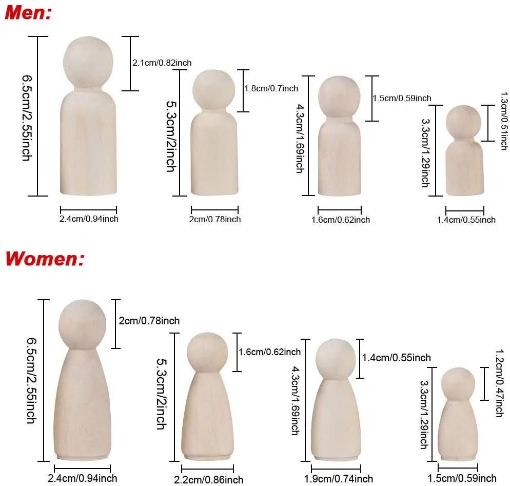 Колышки из необработанного дерева для кукол 50 упаковок деревянные фигурки