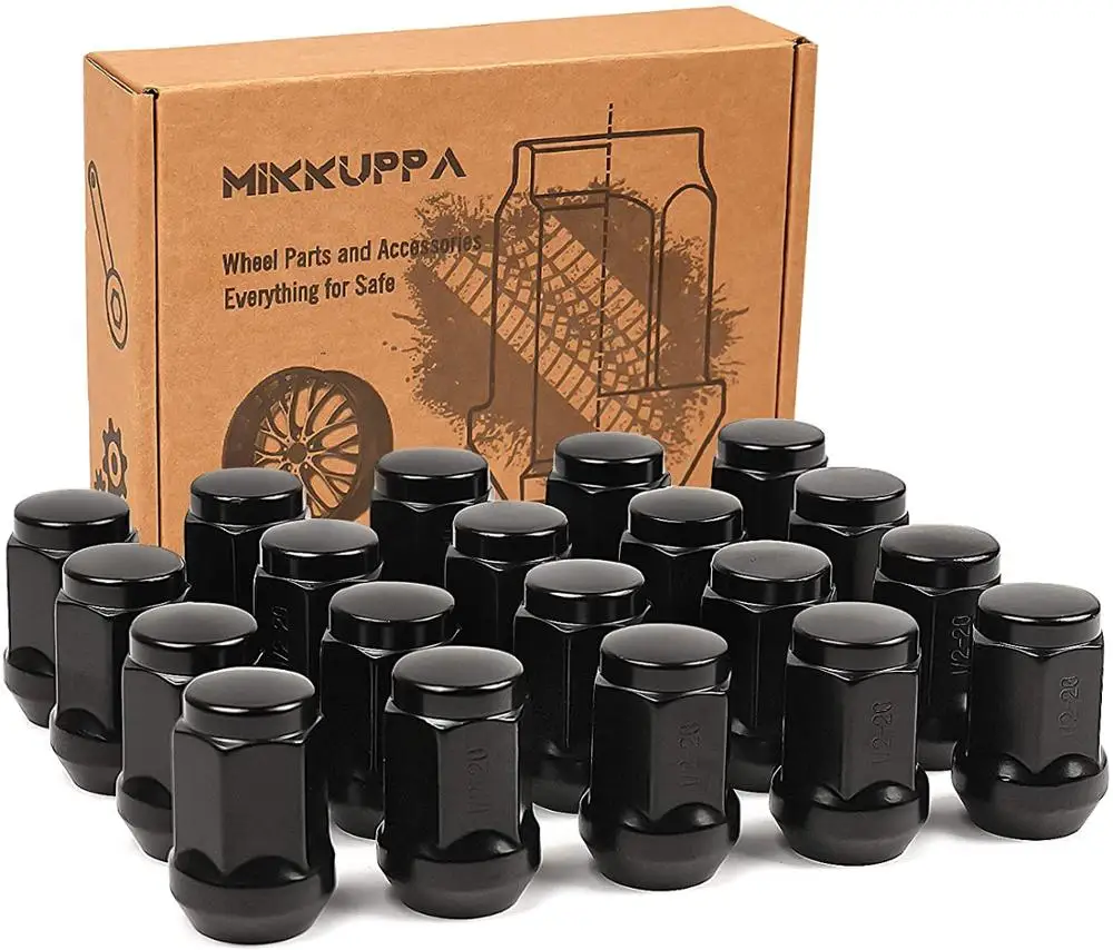 

MIKKUPPA 1/2-20 Lug Nuts for Jeep Wrangler/ Liberty/ Grand Cherokee Aftermarket Wheel 20 PCS Black Closed End Lug Nuts