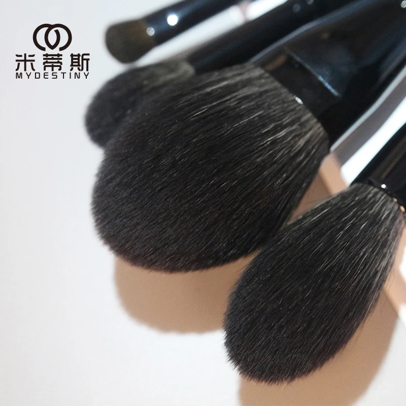 My Destiny-Pearl Black Makeup Brush Set-Beginner Makeup Brushes-Eyebrow brush-Animal Hair Brushes Make Up -Powder brush-10 PCs images - 6