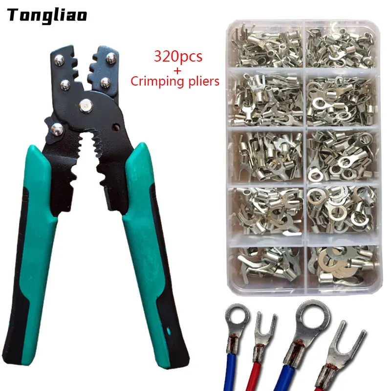 

260 / 320PCS boxed, crimping terminal pliers, U-shaped O-shaped crimping pliers, wire connector, 0.5-10mm cold crimping terminal