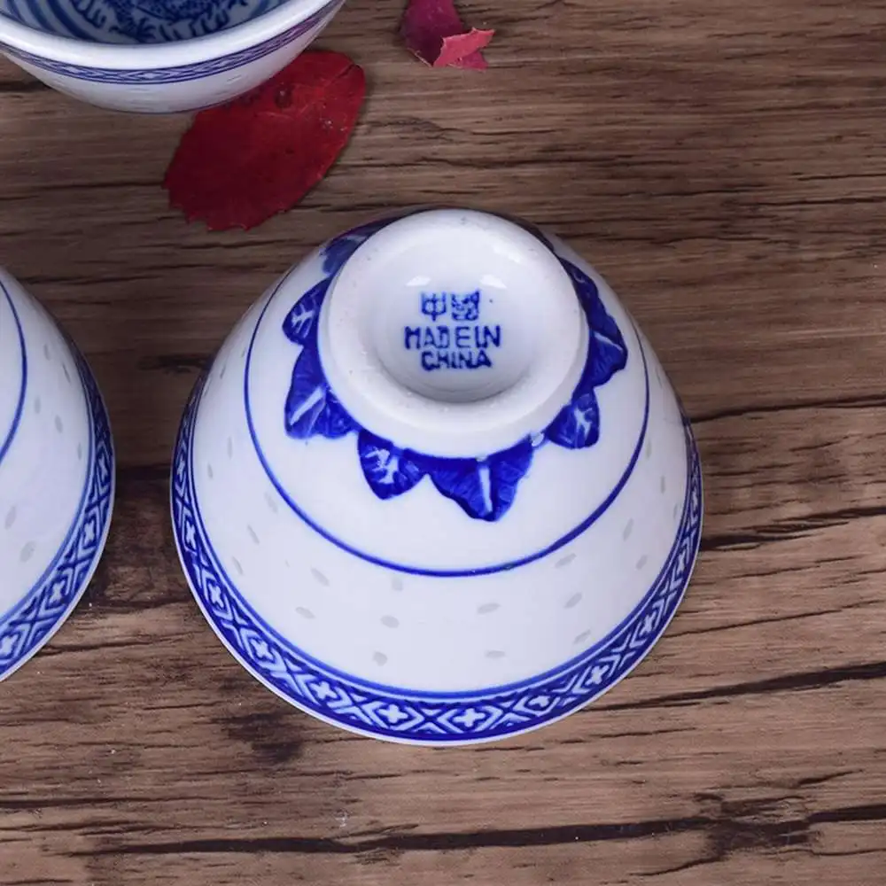 

5 Pcs/Set Chinese Style Ceramic Teacup Blue White Round Cup Bowl Porcelain Ceramics Teacup Kitchen Tableware Home Supplies