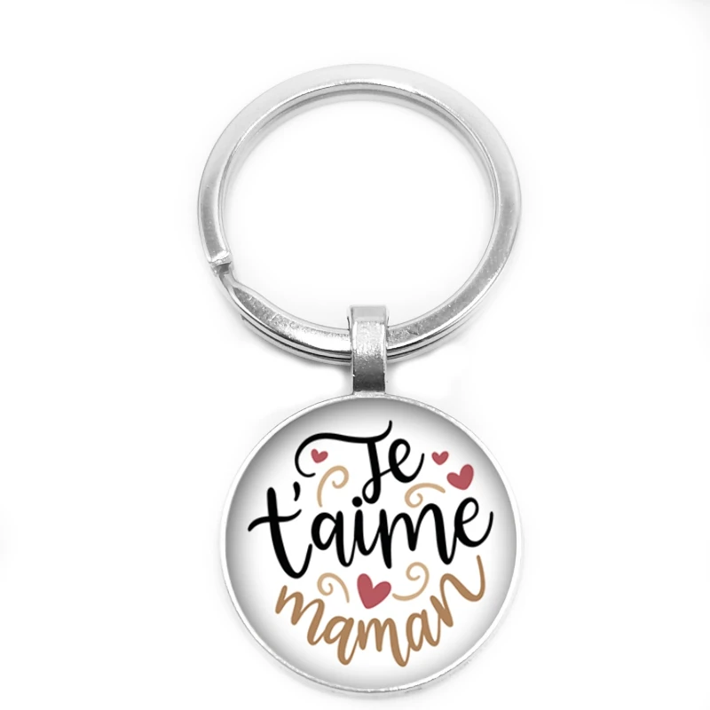 Новинка 2019 популярный выпуклый брелок с круглым стеклом французский надписью Je