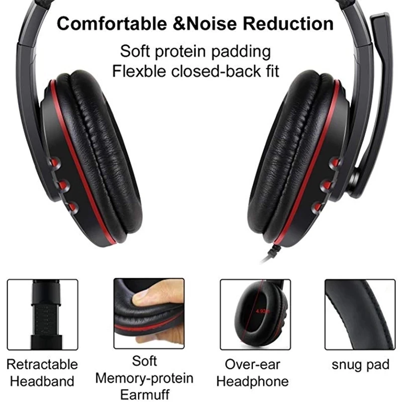 3 5mm wired gaming headset with mic for computer noise isolation volume control gaming headphone bass stereo for pc ps4 laptop free global shipping