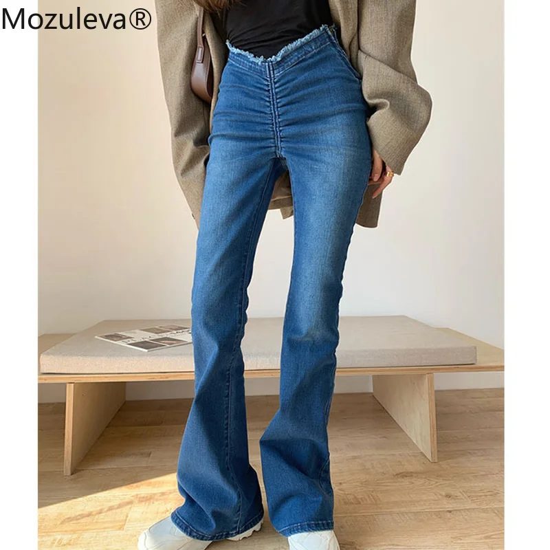 

Mozuleva 2022 Women Vintage High Waist Stright Jeans Korean Style Slim Jeans Female Mom Jeans Wide-leg Long Denim Pants