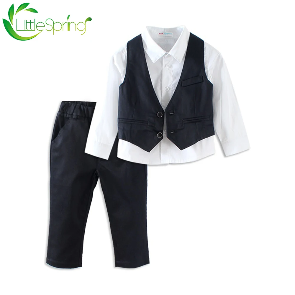 LittleSpring/свадебные костюмы для маленьких мальчиков Смокинг Формальный отложной
