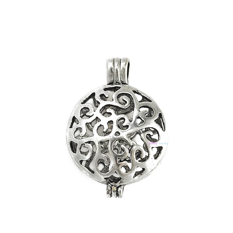 10 шт. 16 мм жемчужная клетка из морского стекла круглая филигрань посеребренные