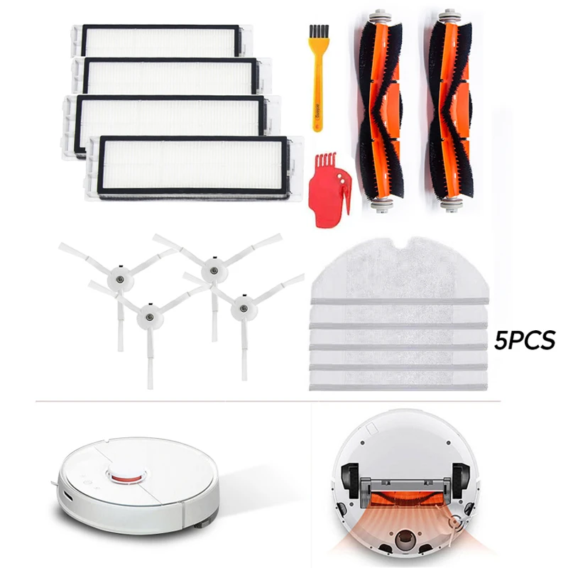 

For Xiaomi Roborock S5 Max S6 S50 S51 S55 Vacuum Cleaner Accessories Parts HEPA Filter + Side Brush + Main Brush + Mop Cloths