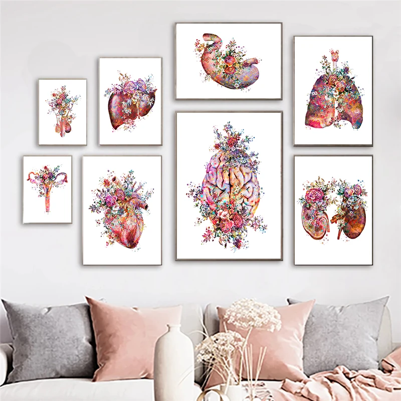 Медицинская живопись на холсте с изображением анатомии человека | Дом и сад