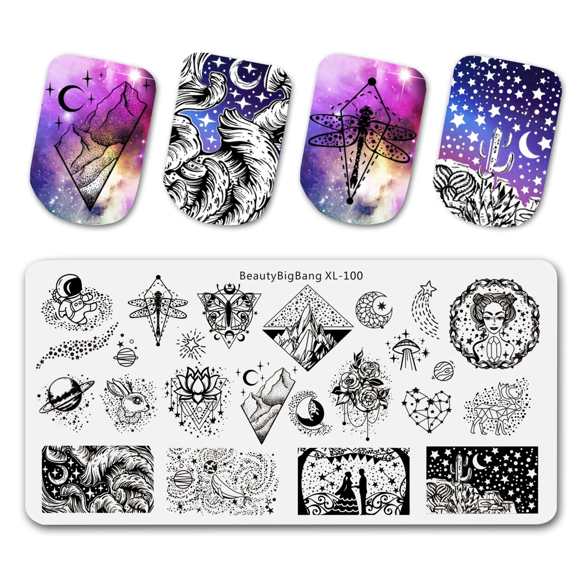 Красивые штамповочные пластины bigbang для ногтей Звезда Луна точки звездное небо