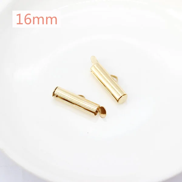 16mm kc gold 50p 10/13/16/20/25/30/35/40 мм цвет серебристый, золотой бисером Miyuki скользят по конечных застежка трубка Ползунки с торцевыми крышками разъем для бисером цилиндр - Цвет: 16mm kc gold