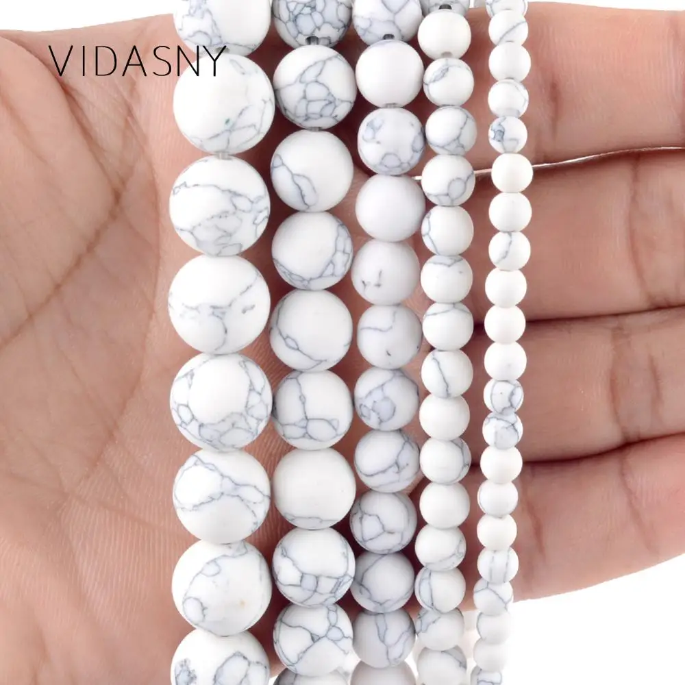 Круглые матовые бусины Howlite для рукоделия из полированного камня изготовления