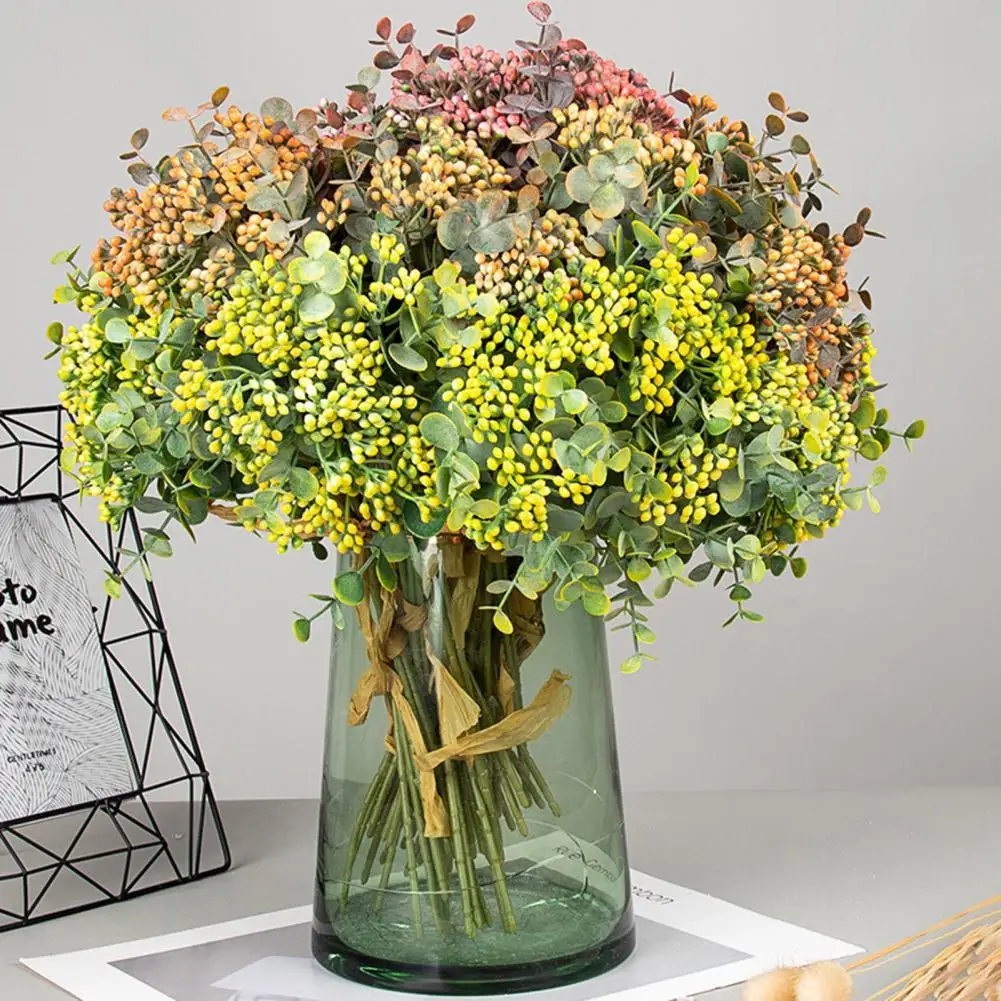 

1 букет изысканных искусственных цветов, реалистичные пластиковые романтические ветки из искусственного эвкалипта для офиса