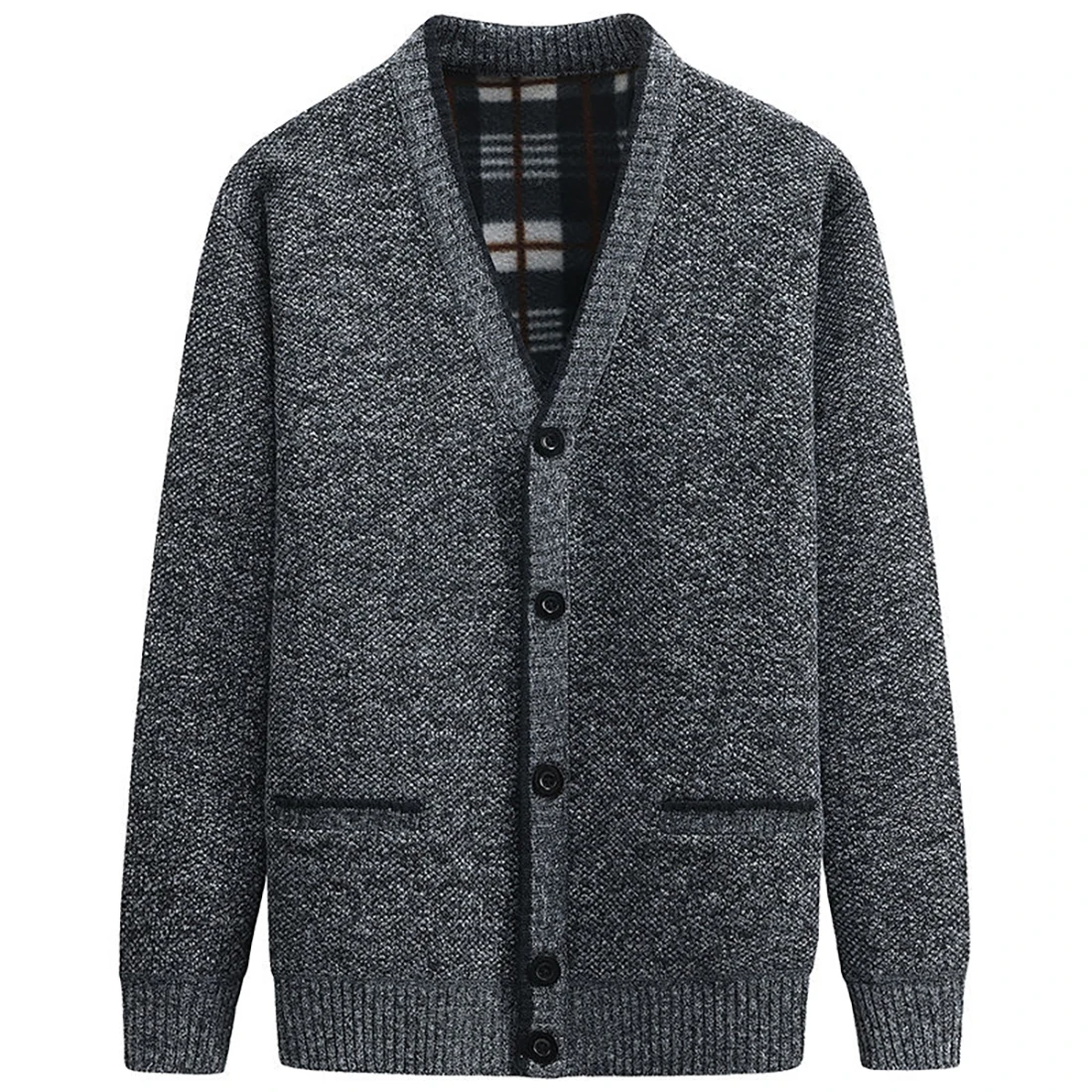 

Sweater Men V-Neck Solid Slim Fit Knitwear Mens Sweaters Cardigan Male Tops Thick Warm Knitted Sweater Jackets Coats