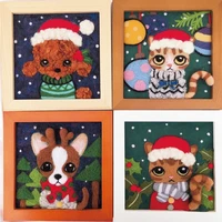 no finished animal wool needle felted kit christmas cat dog needlework art decoration kit for gift kids children handmade diy