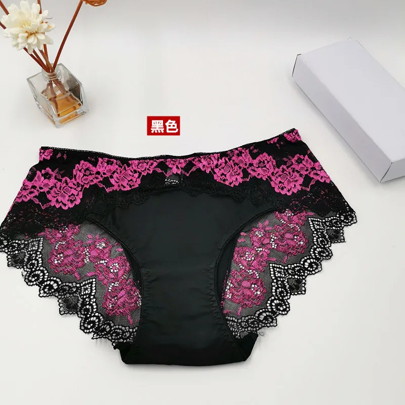 

2020 New 3Pcs/lot set Intimates Briefs Plus Size 4XL Mid waist transparent Flower Cotton Lace lingeries Panties Women Underwears