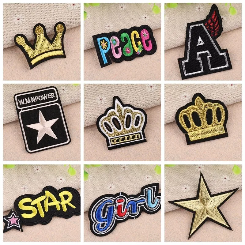

Golden Crown Patches on Clothing Embroidered Stripe for Clothing Military US Army Ironing Sewing Clothes Stickers Appliques