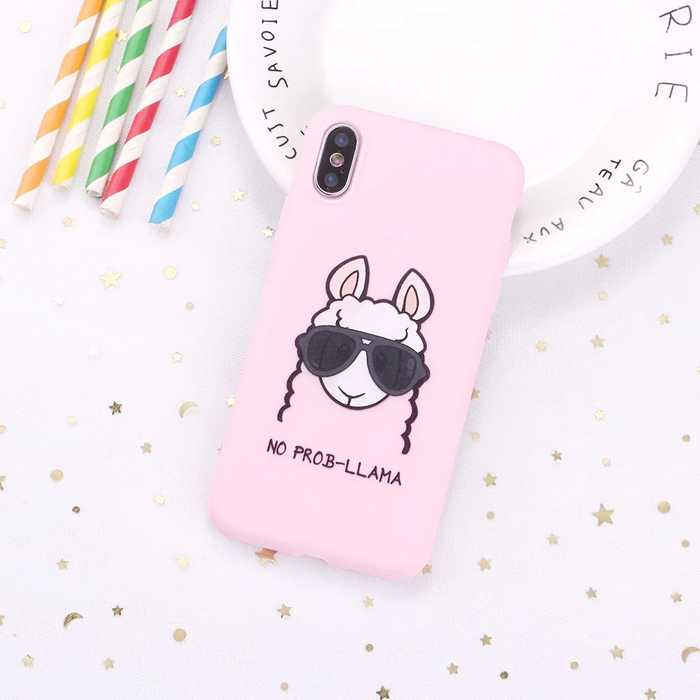 Для 11 Pro 8 8Plus X XR 7 7Plus XS Max 13 12 SE Милая лама Альпака мультяшная конфетная силиконовая