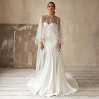 Белое свадебное платье без бретелек с длинным рукавом, шифоновое платье-футляр до пола с открытой спиной и молнией, свадебные платья со шлейфом