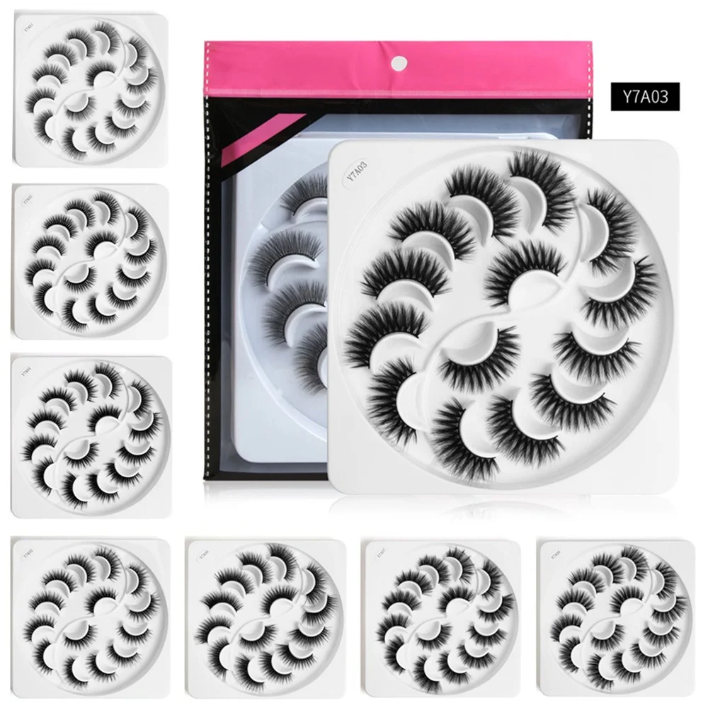 7 пар натуральные накладные Искусственные ресницы длинные Макияж 3d серо