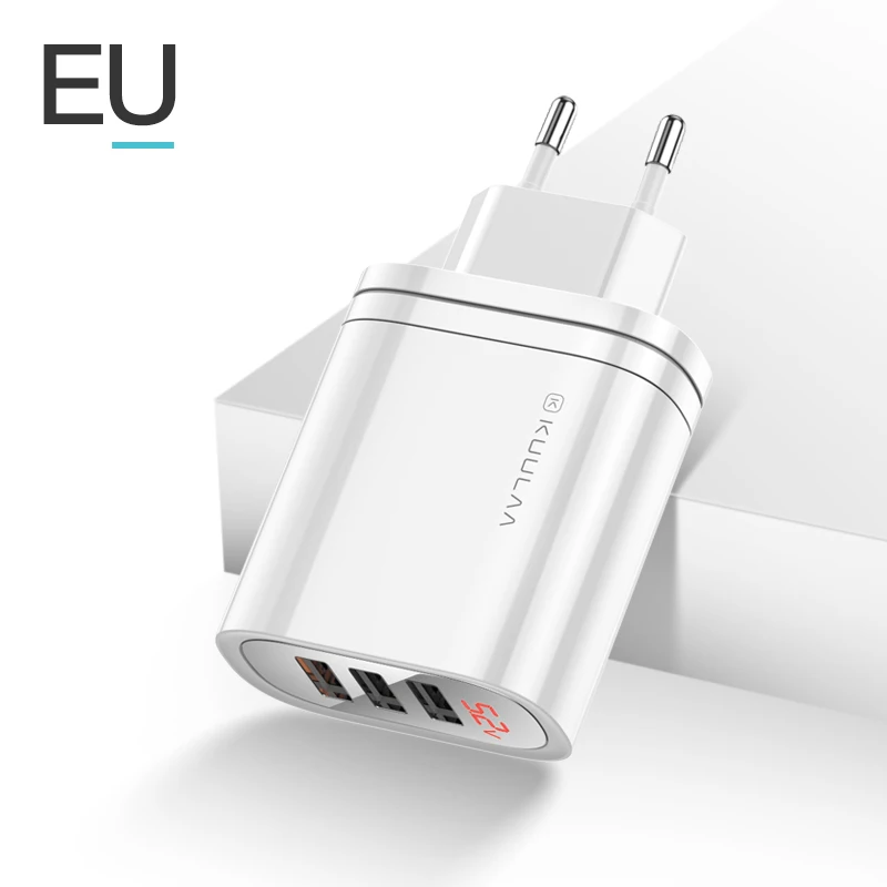 EU White KUULAA Quick Charge 3,0 USB зарядное устройство 30 Вт QC3.0 QC Быстрая зарядка мульти разъем зарядное устройство для мобильного телефона для iPhone samsung Xiaomi huawei - Тип штекера: EU White