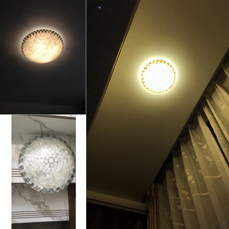 

Tiffany Mediterranean natural shell ceiling light toilet lustres night light led ceiling lamp bedroom ceiling lighting kitchen