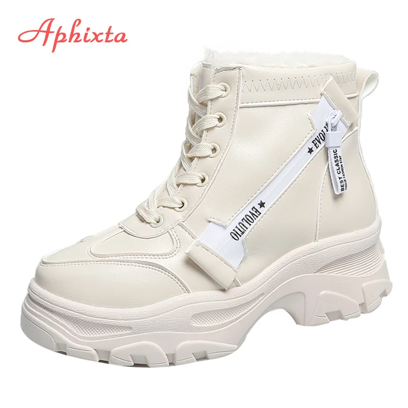 Aphixta/ботинки на платформе Теплые зимние ботинки молнии с плюшевой подкладкой