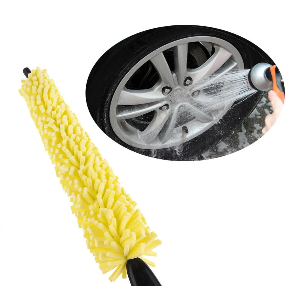 

1pc Car Tire Rim Cleaning Brush Yellow Sponge Corn Detail Cleaning Tool Car Tyre Washing And Maintenance Brush Accessories