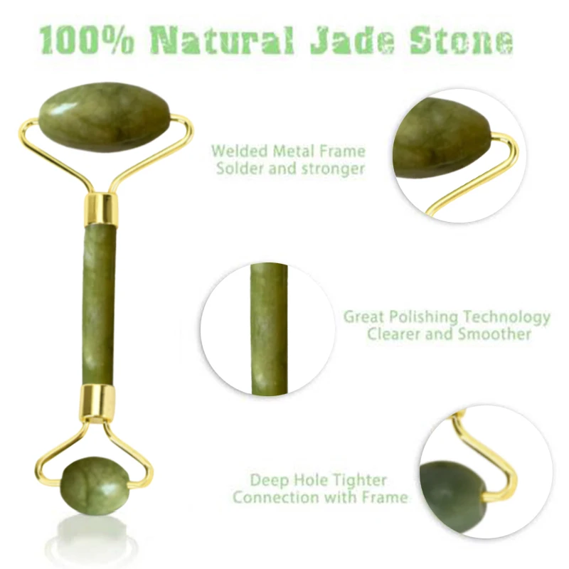 

OLOEY Facial Massage Roller Guasha Board Double Heads Jade Stone Face Lift Body Skin Relaxation Slimming Beauty Neck Thin Lift