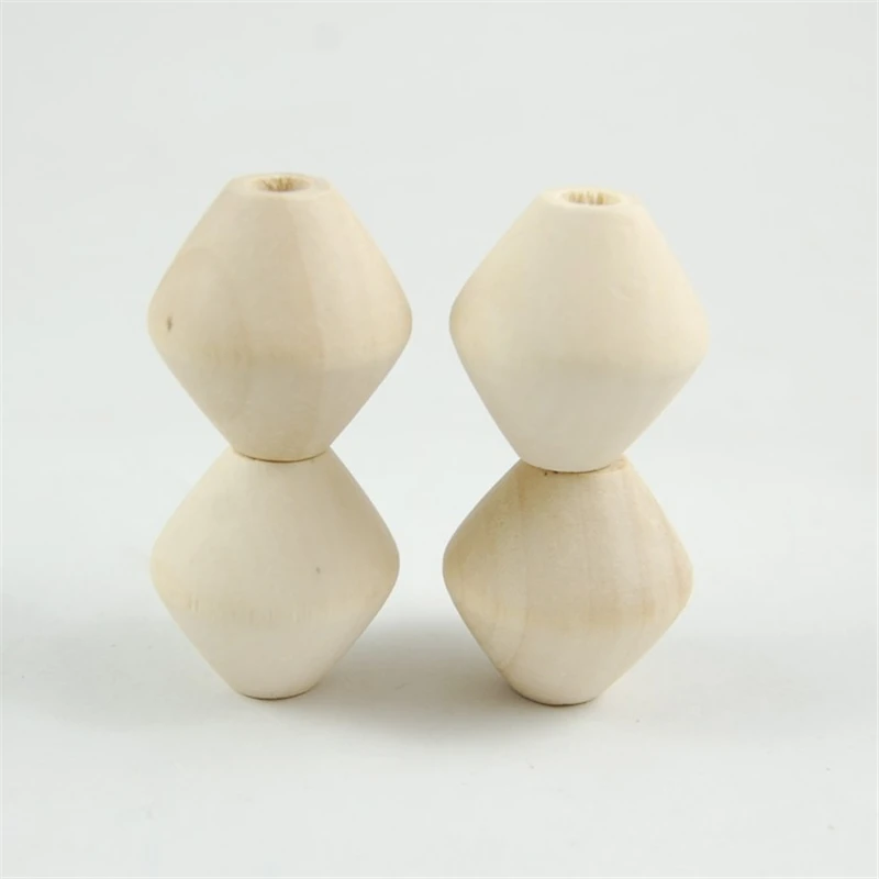 Бусины из натурального дерева в форме ромба с большим отверстием 15/24/30 мм