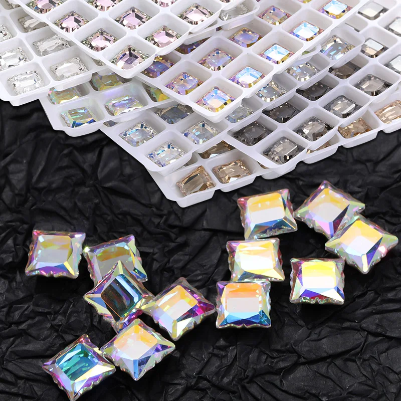 

8MM Square Magic Mirrors Series Rhinestone k9 Glass Crystal Vitrail Light Color Stone Gemstone For Crafts Patch Accessories