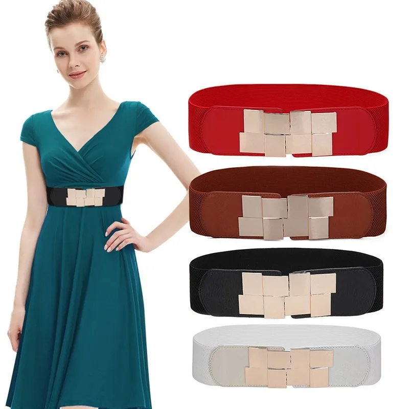 Новый женский пояс широкий эластичный регулируемый карамельный цвет металлическая кнопка модный для улицы
