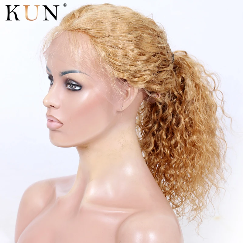 #27 Клубника блонд Омбре кружева передние человеческие волосы парики волна воды